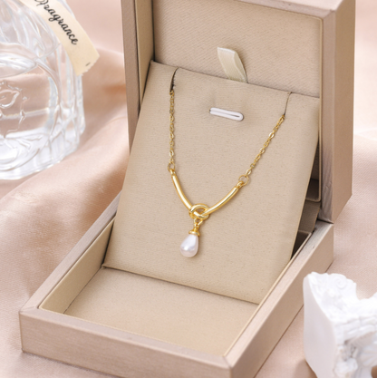 Elegant Lady Geometric Stainless Steel Artificial Pearl Women's Pendant Necklace