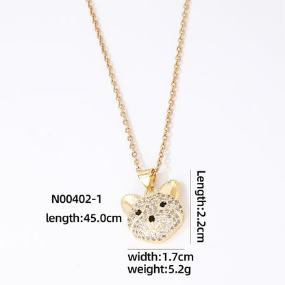 Hip-hop Vintage Style Simple Style Fox Copper Plating Inlay Zircon Gold Plated Pendant Necklace