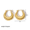 1 Pair Streetwear Spiral Stripe Plating Stainless Steel 18k Gold Plated Hoop Earrings