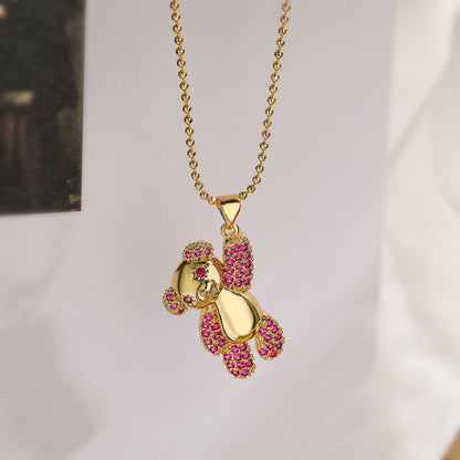 Cute Vacation Simple Style Little Bear Copper 18k Gold Plated Zircon Pendant Necklace In Bulk