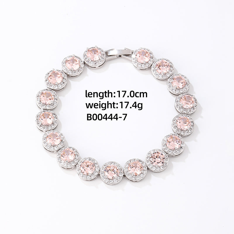 Luxurious Cool Style Round Copper Zircon Bracelets In Bulk