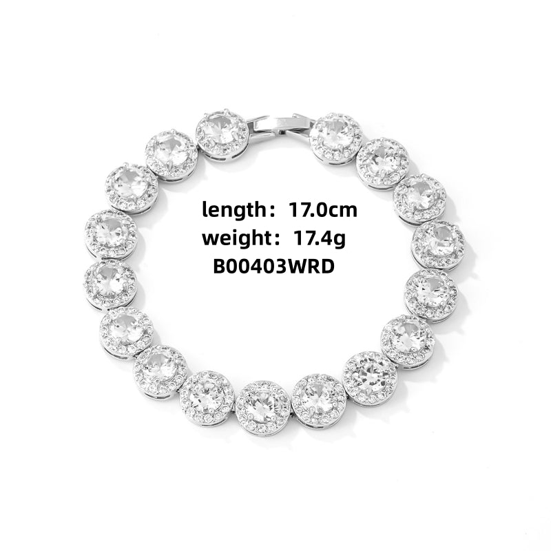 Luxurious Cool Style Round Copper Zircon Bracelets In Bulk