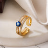 Modern Style Streetwear Devil's Eye Copper 18k Gold Plated Zircon Open Rings In Bulk