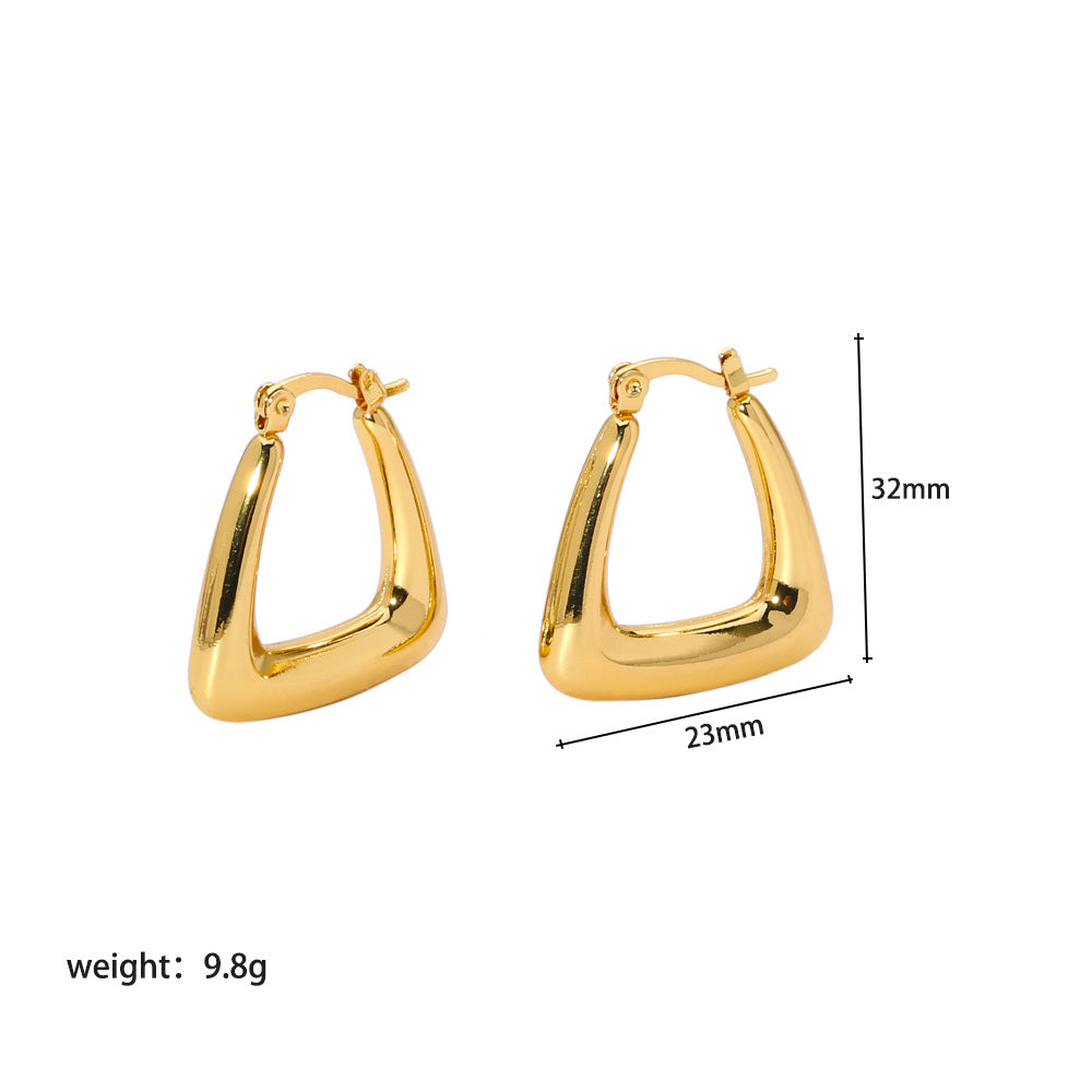 1 Pair Elegant Classic Style U Shape Plating Stainless Steel 18k Gold Plated Earrings