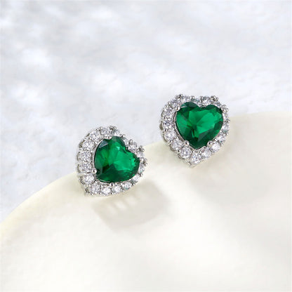 1 Pair Simple Style Heart Shape Plating Inlay Copper Zircon Ear Studs