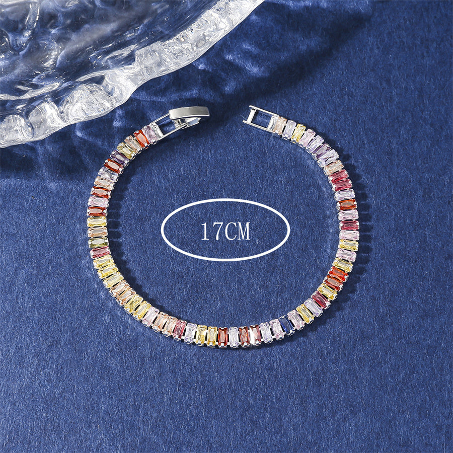 Elegant Shiny Rectangle Copper Inlay Zircon Bracelets