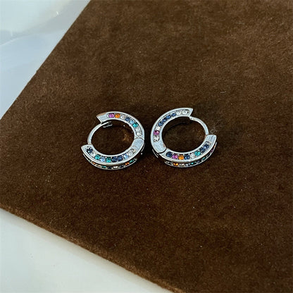 1 Pair Korean Style Circle Plating Inlay Copper Zircon Silver Plated Hoop Earrings