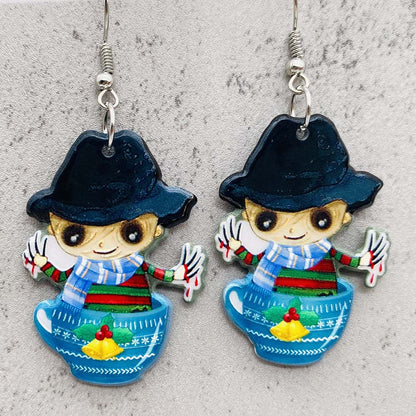 1 Pair Funny Cartoon Character Printing Arylic Drop Earrings