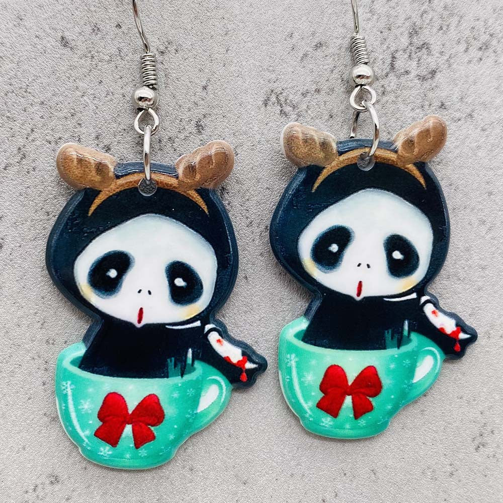 1 Pair Funny Cartoon Character Printing Arylic Drop Earrings