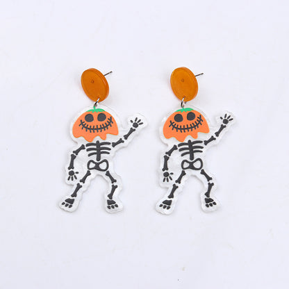 1 Pair Funny Skull Arylic Drop Earrings