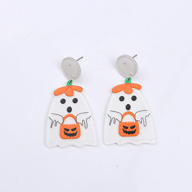 1 Pair Funny Skull Arylic Drop Earrings