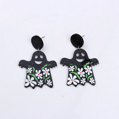 1 Pair Funny Skull Arylic Drop Earrings