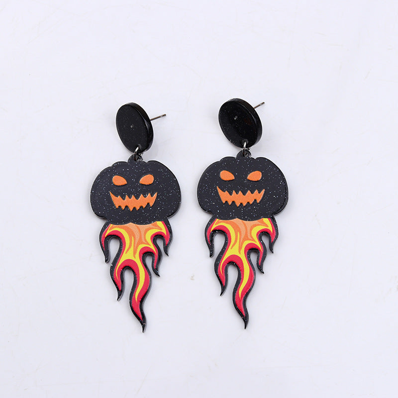 1 Pair Funny Skull Arylic Drop Earrings