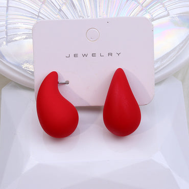 1 Pair Sweet Simple Style Water Droplets Solid Color Spray Paint Arylic Ear Studs