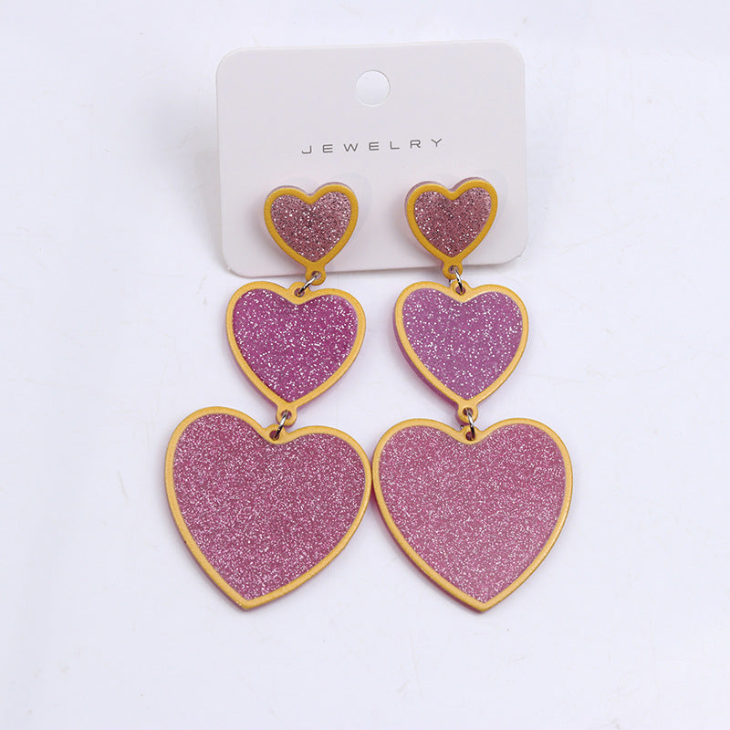 1 Pair Sweet Heart Shape Arylic Drop Earrings