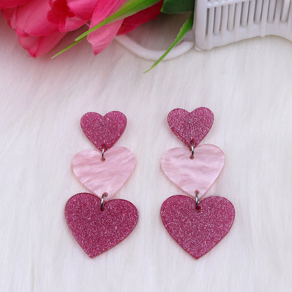 1 Pair Sweet Heart Shape Arylic Drop Earrings