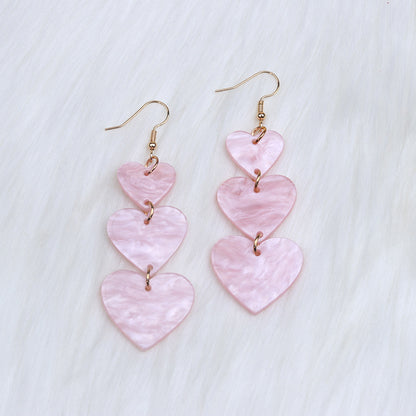 1 Pair Sweet Heart Shape Arylic Drop Earrings