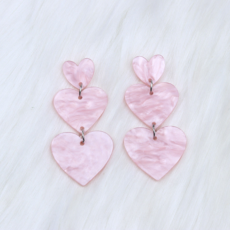 1 Pair Sweet Heart Shape Arylic Drop Earrings