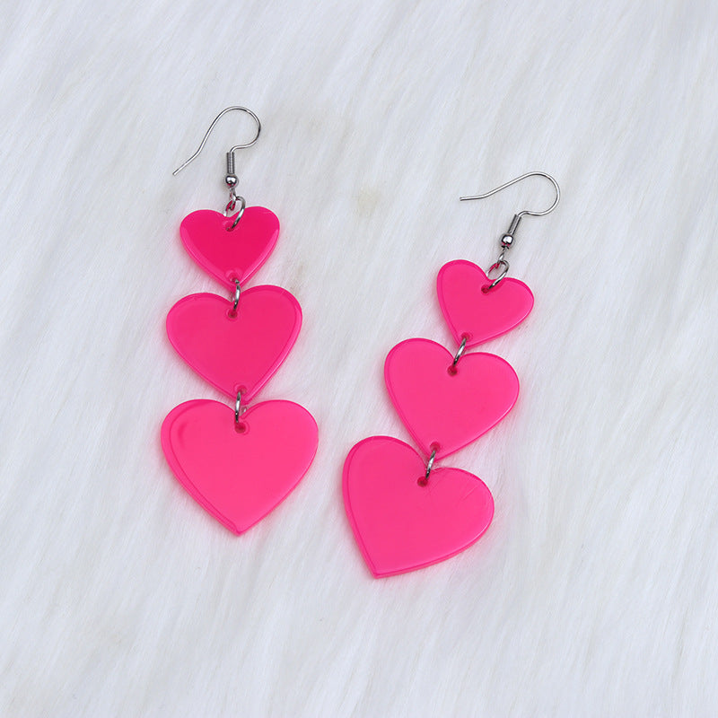 1 Pair Sweet Heart Shape Arylic Drop Earrings