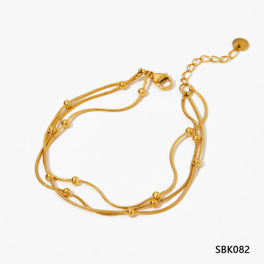 Wholesale Casual Simple Style Solid Color Stainless Steel Plating 14k Gold Plated Bracelets Necklace