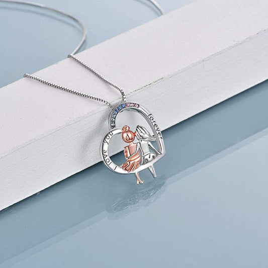 Elegant Sweet Human Letter Heart Shape Sterling Silver Plating Inlay Zircon White Gold Plated Necklace