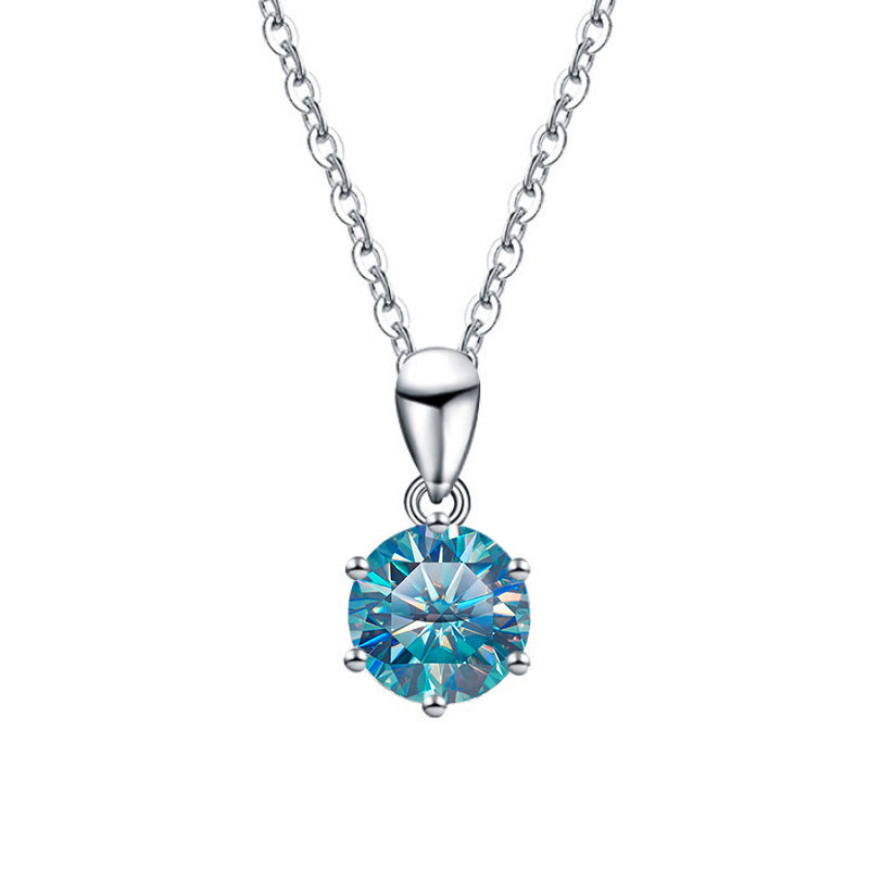 Classic Style Geometric Sterling Silver Moissanite Pendant Necklace In Bulk