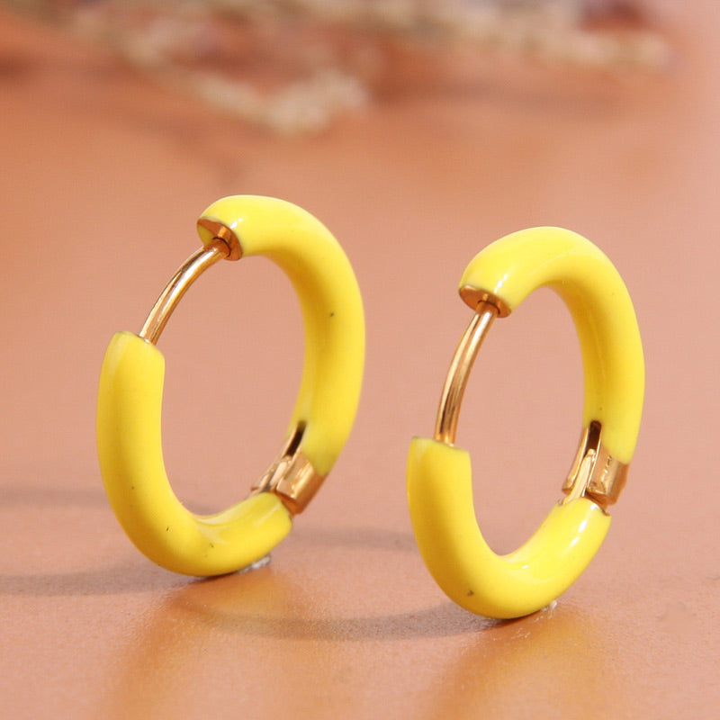 1 Pair Simple Style Triangle Circle Heart Shape Stainless Steel Hoop Earrings