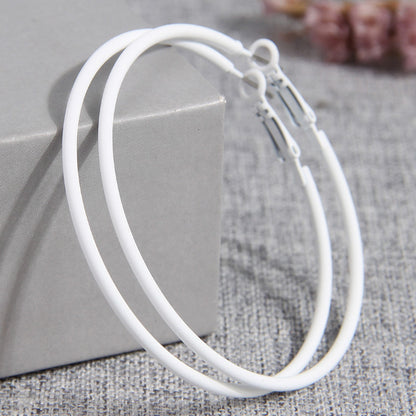 1 Pair Basic Solid Color Alloy Hoop Earrings