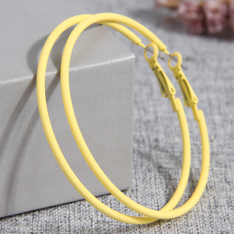 1 Pair Basic Solid Color Alloy Hoop Earrings