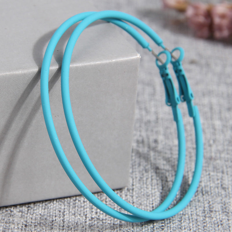 1 Pair Basic Solid Color Alloy Hoop Earrings