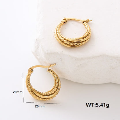 1 Pair Classic Style Round Flower Plating Stainless Steel 24k Gold Plated Drop Earrings Earrings Ear Studs