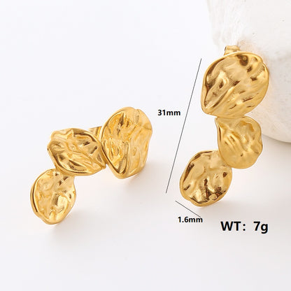 1 Pair Classic Style Round Flower Plating Stainless Steel 24k Gold Plated Drop Earrings Earrings Ear Studs