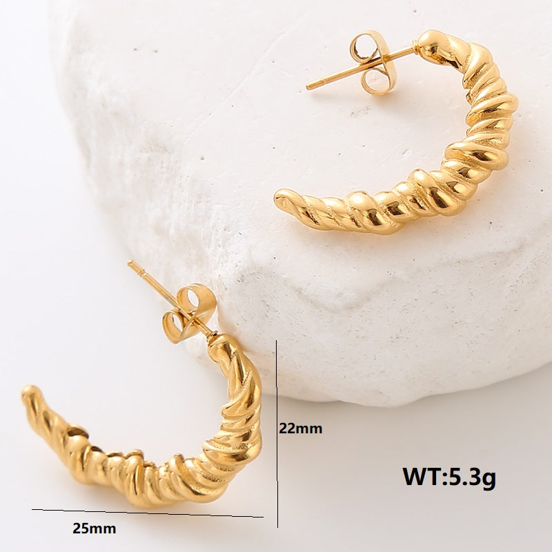 1 Pair Simple Style Solid Color Plating Stainless Steel 24k Gold Plated Ear Studs