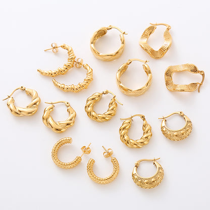 1 Pair Simple Style Solid Color Plating Stainless Steel 24k Gold Plated Ear Studs
