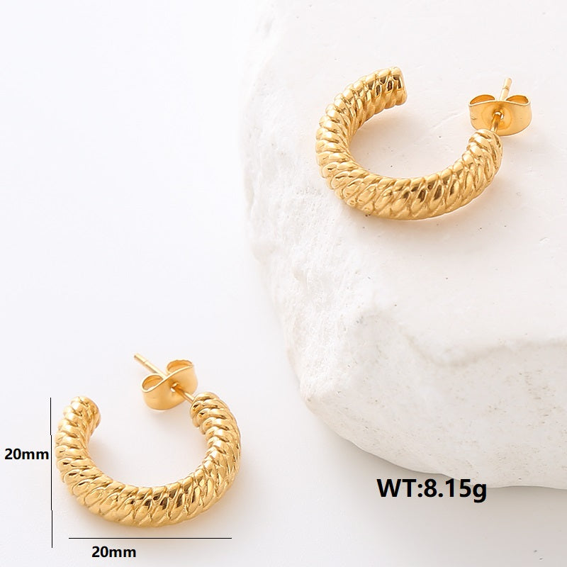 1 Pair Simple Style Solid Color Plating Stainless Steel 24k Gold Plated Ear Studs