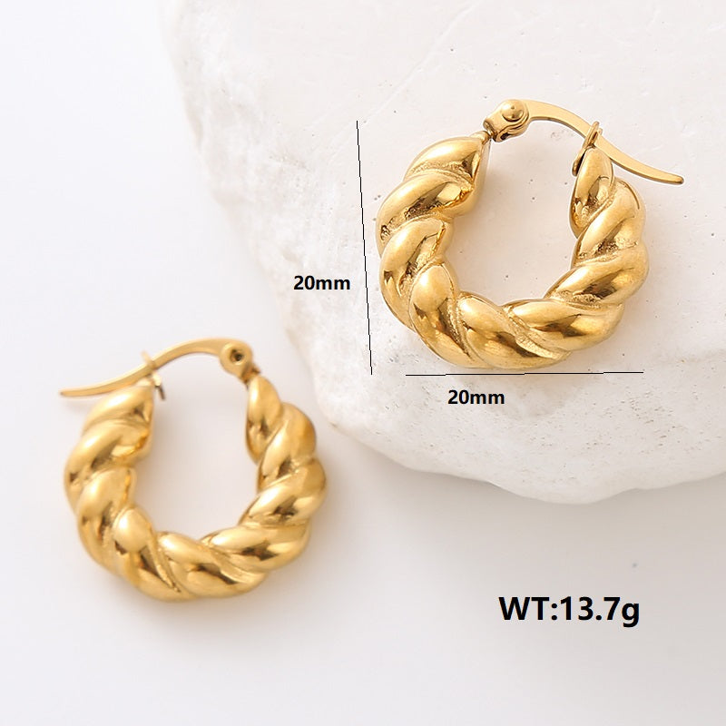 1 Pair Simple Style Solid Color Plating Stainless Steel 24k Gold Plated Ear Studs