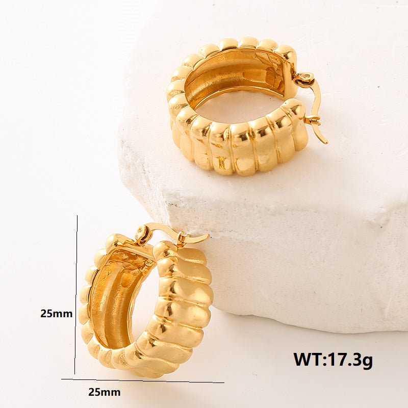 1 Pair Simple Style Commute Solid Color Plating Stainless Steel 24k Gold Plated Ear Studs