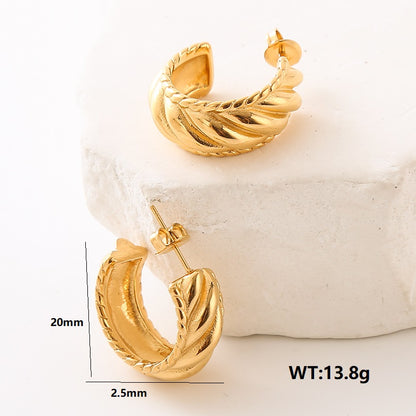 1 Pair Simple Style Commute Solid Color Plating Stainless Steel 24k Gold Plated Ear Studs