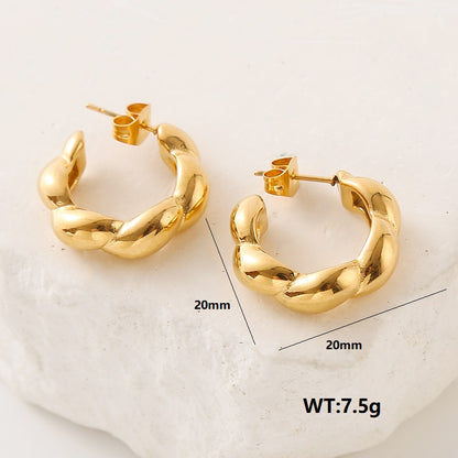 1 Pair Simple Style Classic Style Solid Color Plating Stainless Steel 24k Gold Plated Ear Studs