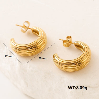 1 Pair Simple Style Classic Style Solid Color Plating Stainless Steel 24k Gold Plated Ear Studs