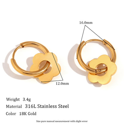 1 Pair Sweet Simple Style Classic Style Flower Plating Stainless Steel 18k Gold Plated Drop Earrings