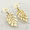 1 Pair Classical Roman Style Leaf Plating Stainless Steel Gold Plated Drop Earrings