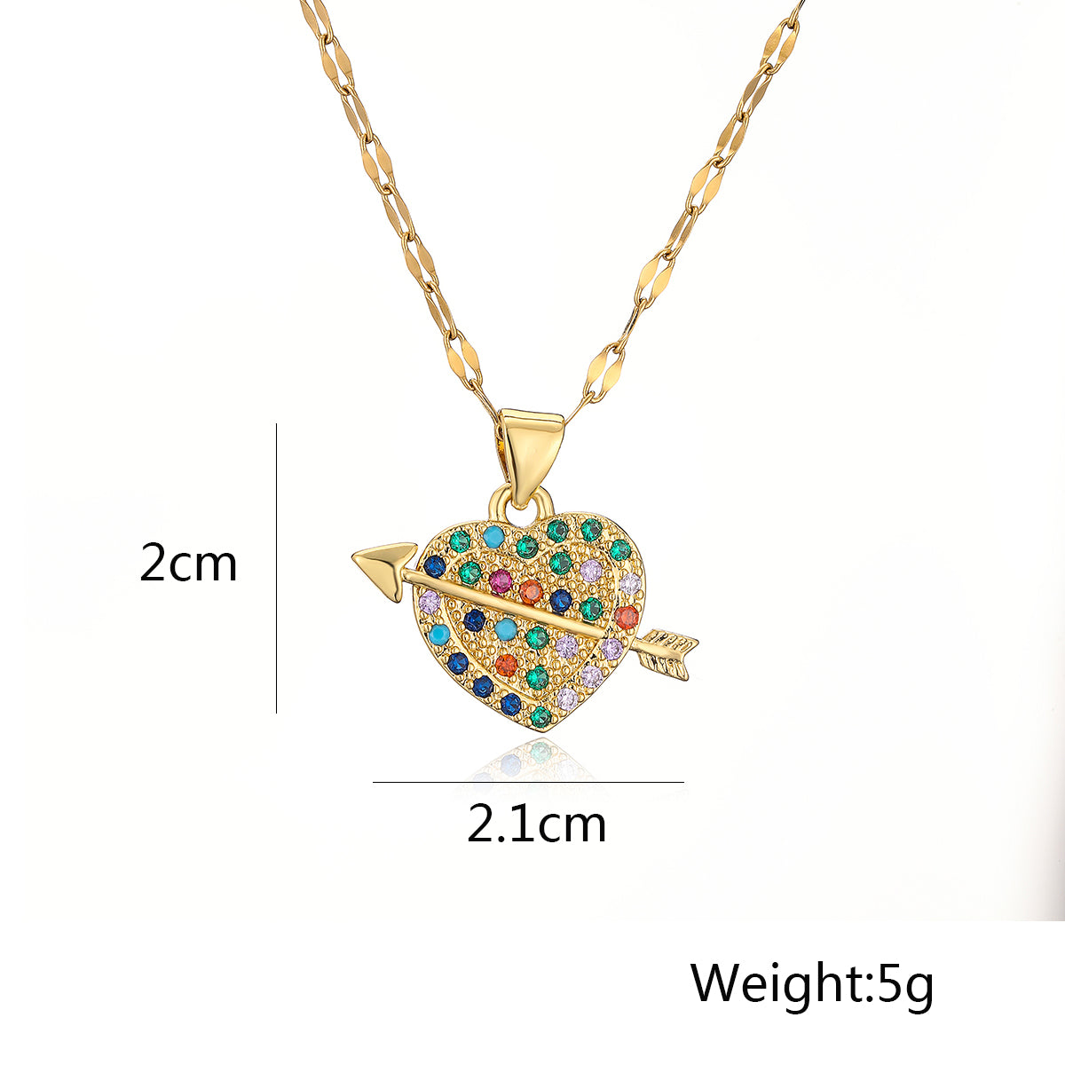 Basic Lady Simple Style Heart Shape Copper 18k Gold Plated Zircon Pendant Necklace In Bulk