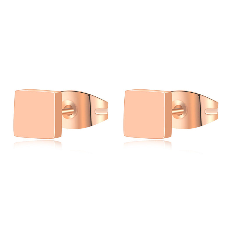 1 Pair Simple Style Square Polishing Plating Stainless Steel Rose Gold Plated Ear Studs