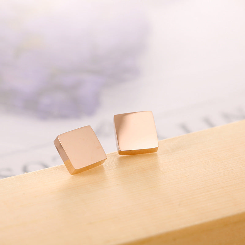 1 Pair Simple Style Square Polishing Plating Stainless Steel Rose Gold Plated Ear Studs