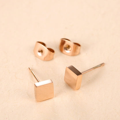 1 Pair Simple Style Square Polishing Plating Stainless Steel Rose Gold Plated Ear Studs