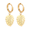 1 Pair Sweet Streetwear Leaves Heart Shape Plating Stainless Steel Drop Earrings