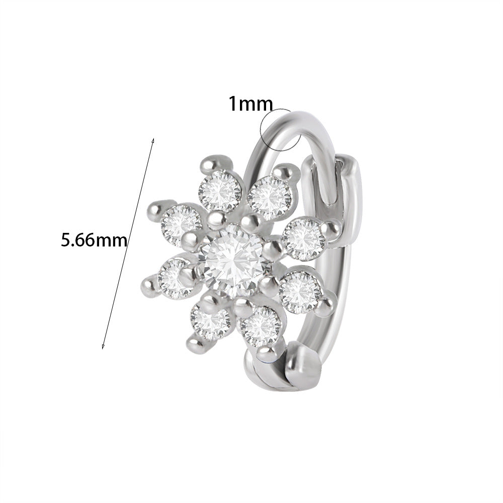 1 Piece Elegant Flower Butterfly Inlay Stainless Steel Zircon Earrings