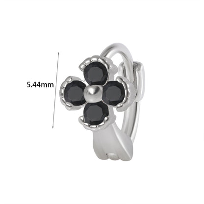 1 Piece Elegant Flower Butterfly Inlay Stainless Steel Zircon Earrings