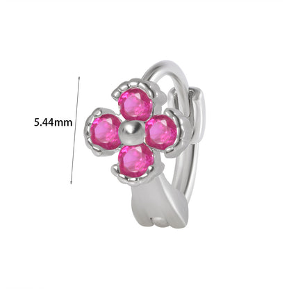 1 Piece Elegant Flower Butterfly Inlay Stainless Steel Zircon Earrings